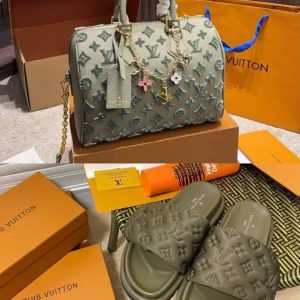 Olive Gray L Shoes & Bag Set