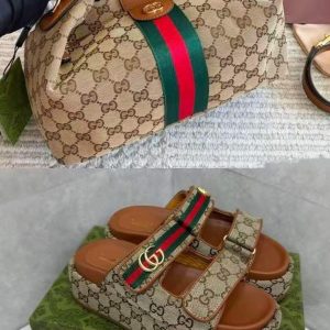 khaki G Shoes & Bag Set