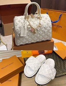 WHITE L Shoes & Bag Set