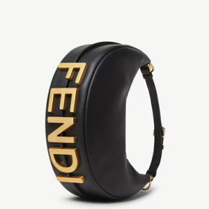 Black Curved Hobo Handbag