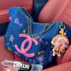 Denim Graffiti Hobo Bag